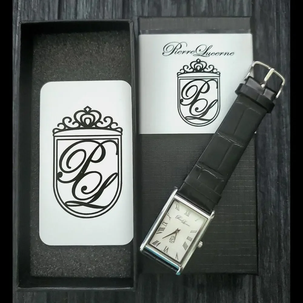 Pierre Lucerne SQ Mens Tank Watch Wave‎ Roman Dial